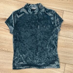 A New Day Velvet Mock Neck Top in Teal Blue Women’s Size M